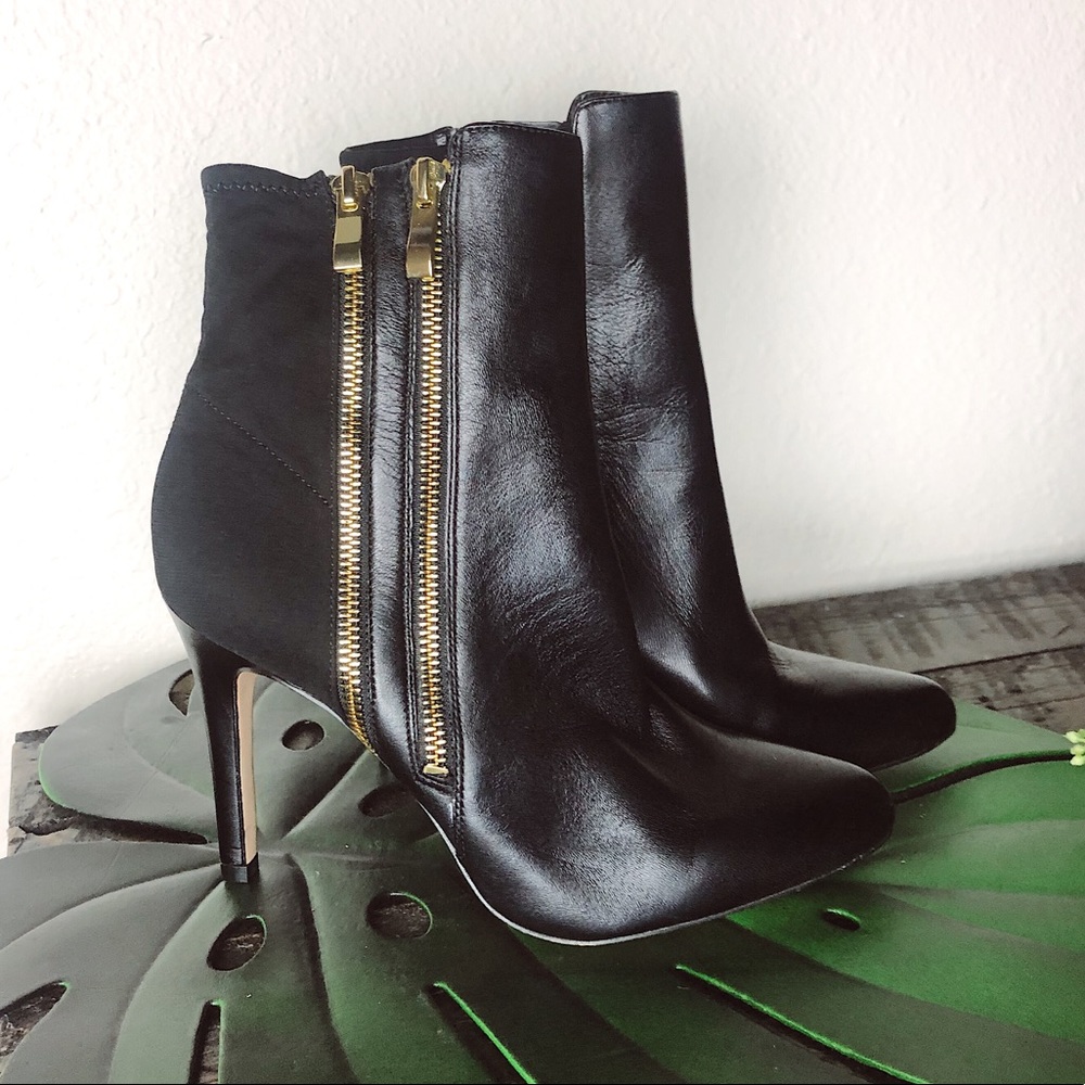 WHBM Fenton Double Zipper Black Bootie